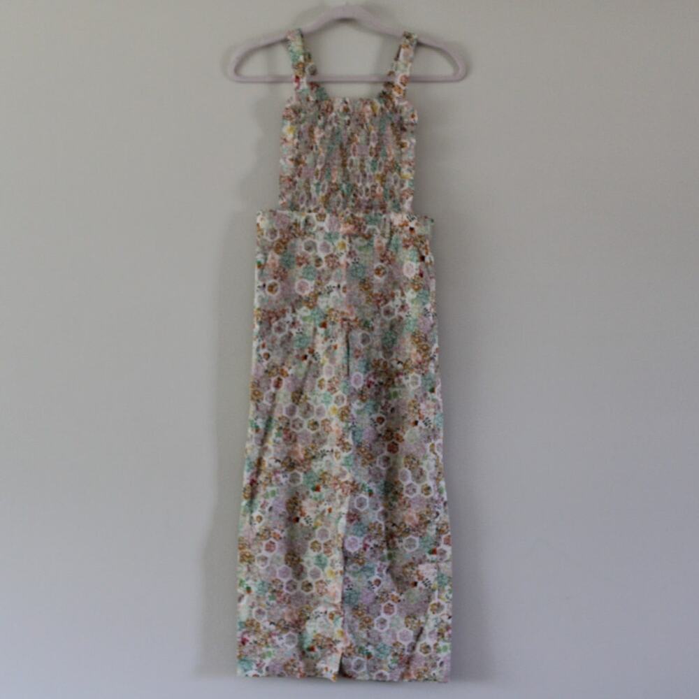 NWT Bonpoint Nioui Cotton Overalls Smocked Bib‎ Floral Boho Print Girls 12